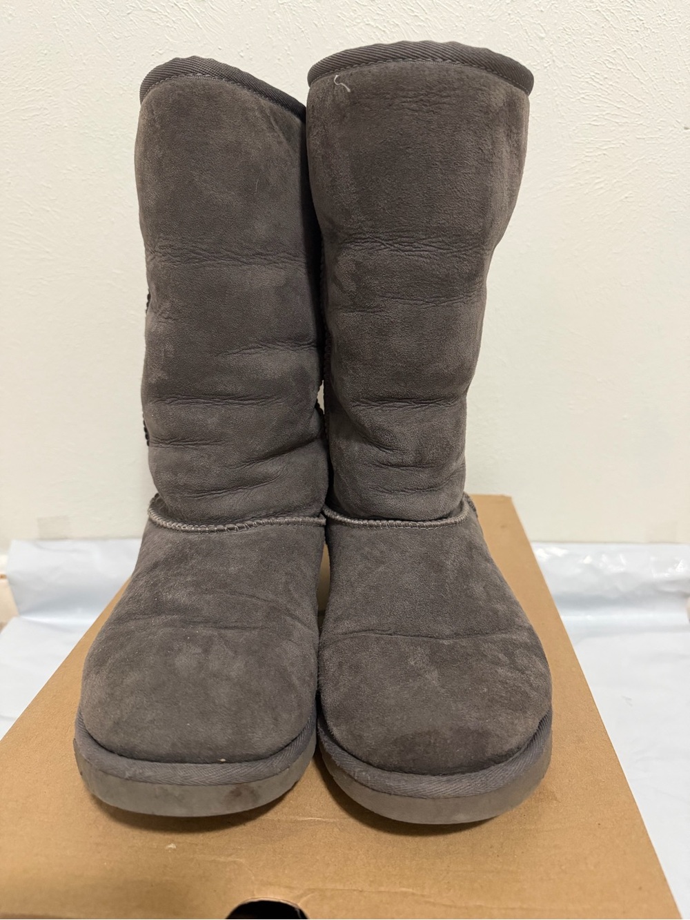 UGG Gray Suede Mid-Calf Winter Boots